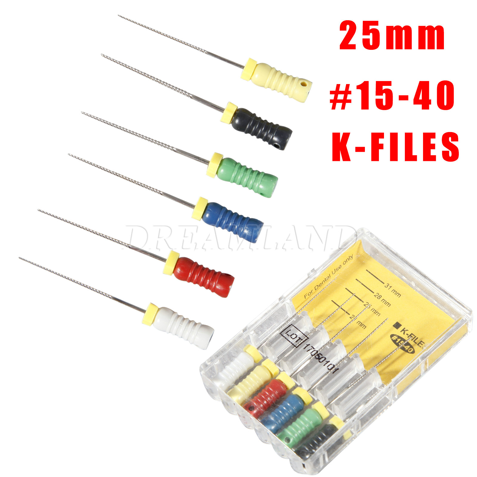 5 X Dental K-FILES 25mm #15-40 Stainless Steel Endo Root Canal File ...